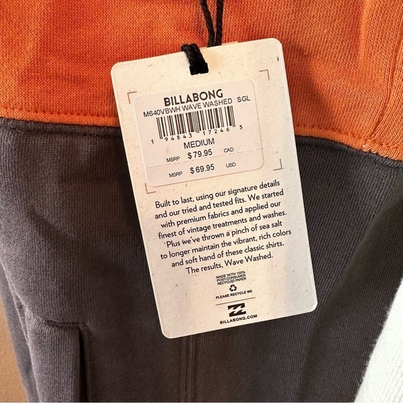 Billabong Wave Washed Hoodie Sz Medium - Picture 4 of 5